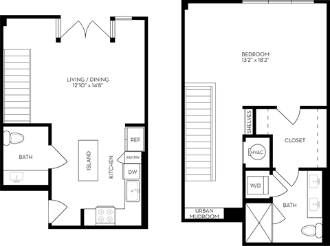 a floor plan of a house with a bedroom and a living room